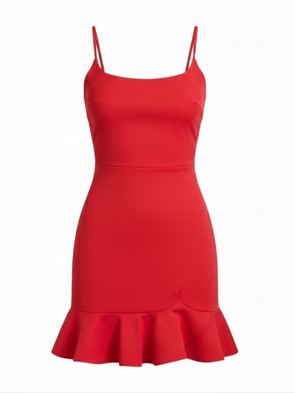 Love Culture Red Spaghetti Strap Ruffle-Hem Mini Dress